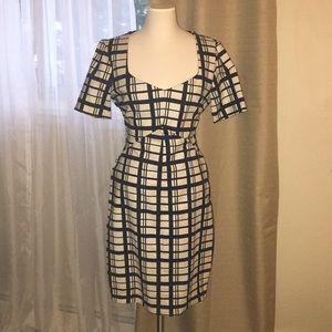 Zara navy and white plaid dress